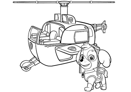 Helicóptero de la Patrulla Canina de Skye para colorir