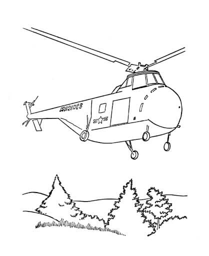 Dibujos de Helicóptero del Ejército para colorear
