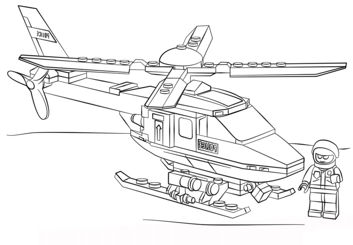 Helicóptero Lego para colorir