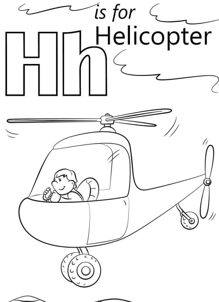 Dibujos de Helicóptero Letra H para colorear