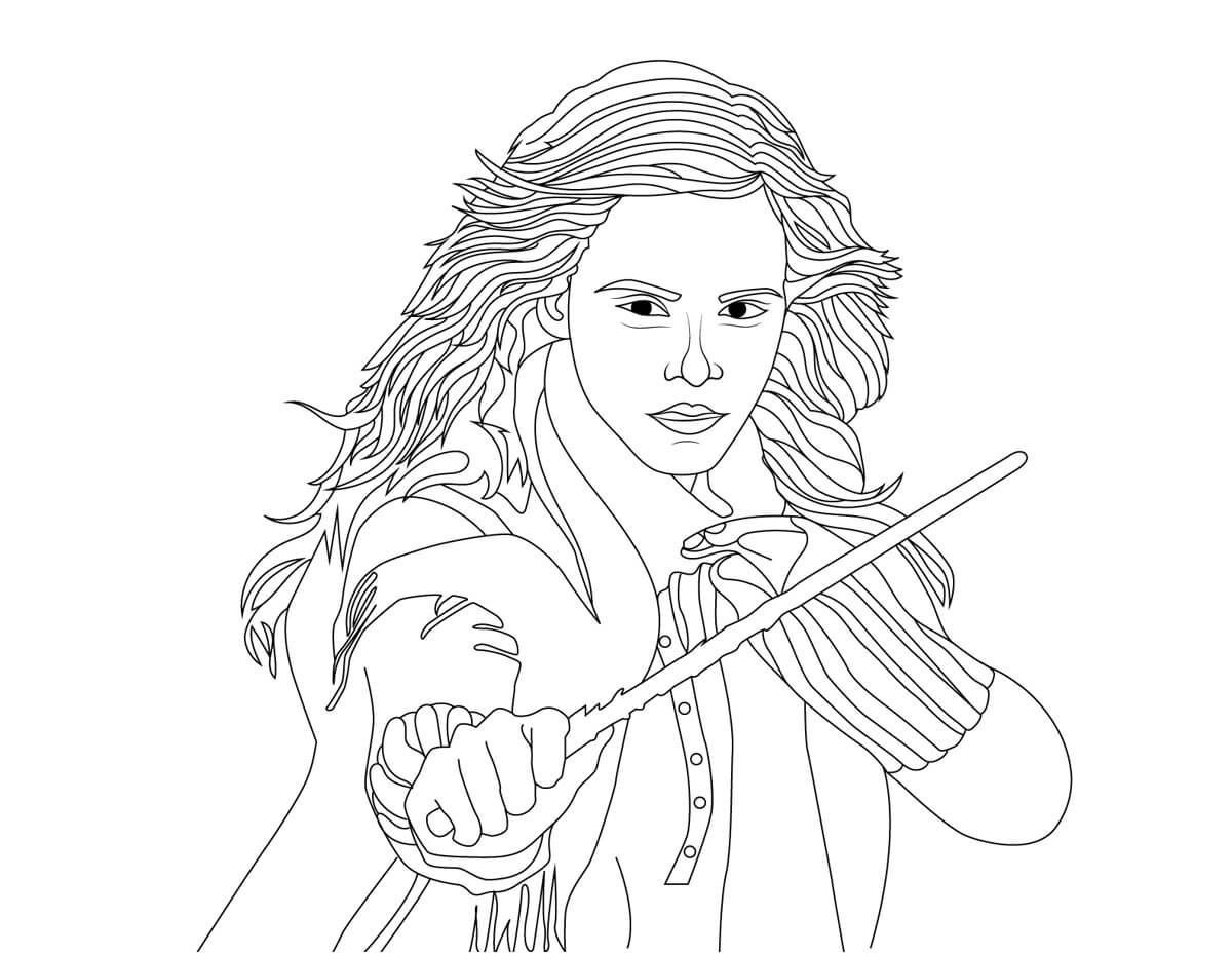 Hermione Granger Peleando para colorir