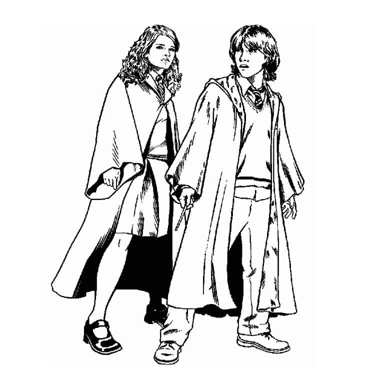 Dibujos de Hermione Granger y Amigo para colorear