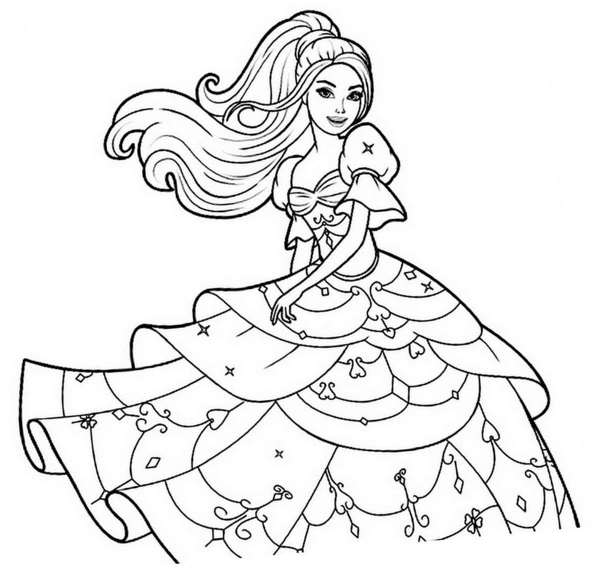 Dibujos de Hermosa Barbie Princesa para colorear