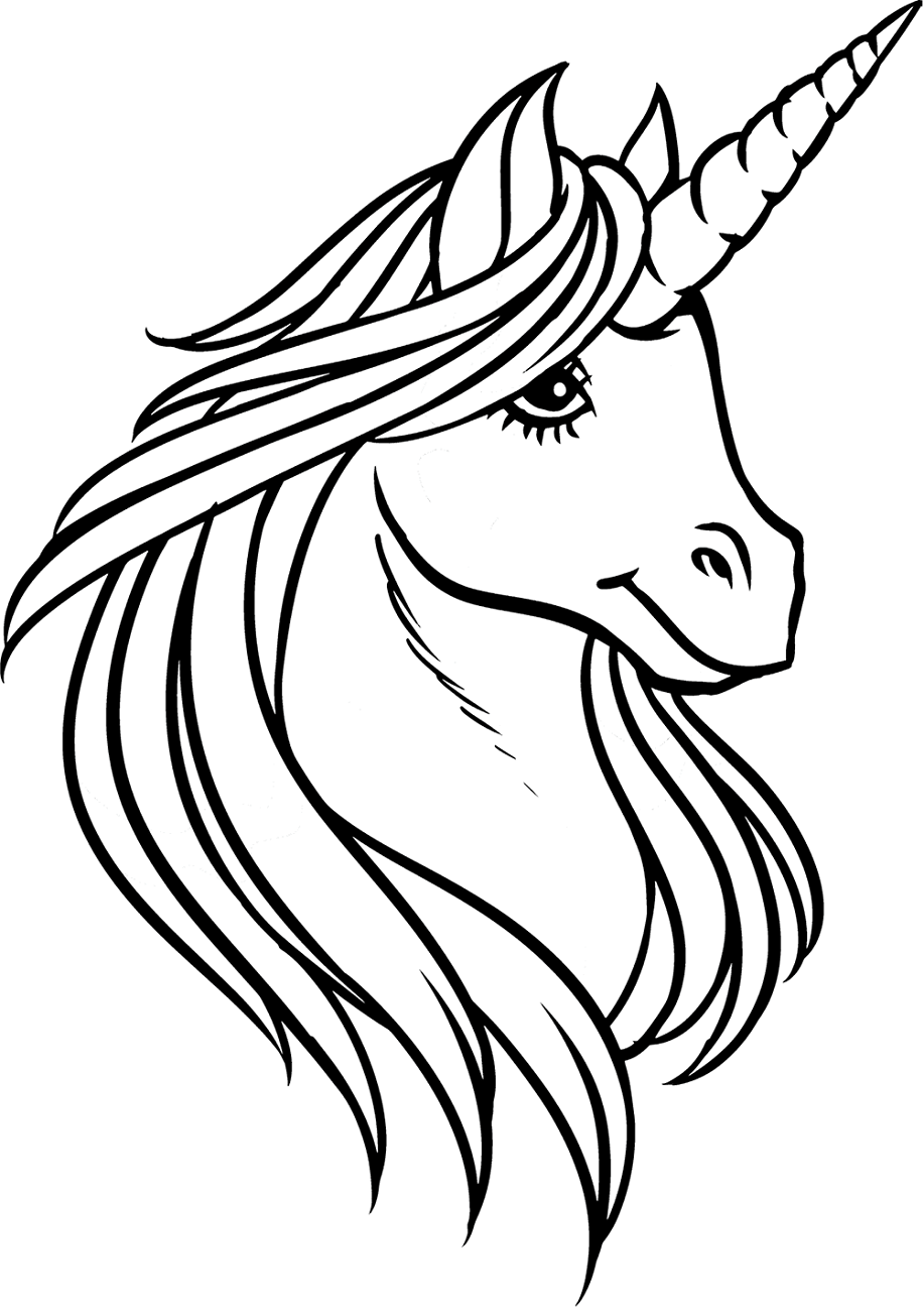 Dibujos de Hermosa Cabeza de Unicornio para colorear