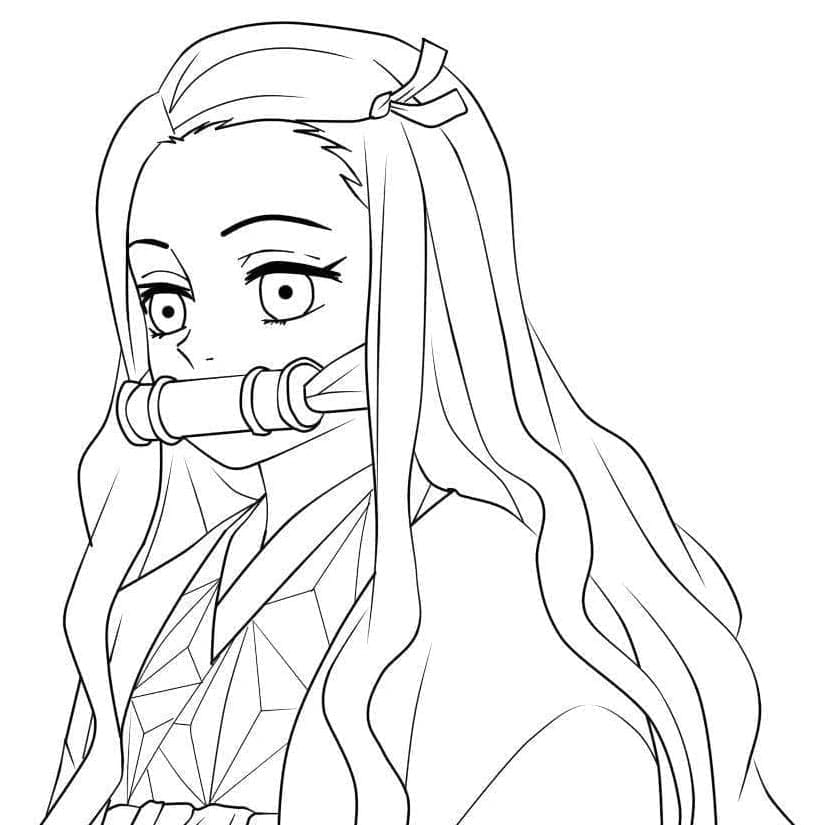 Dibujos de Hermosa Nezuko Kamado para colorear