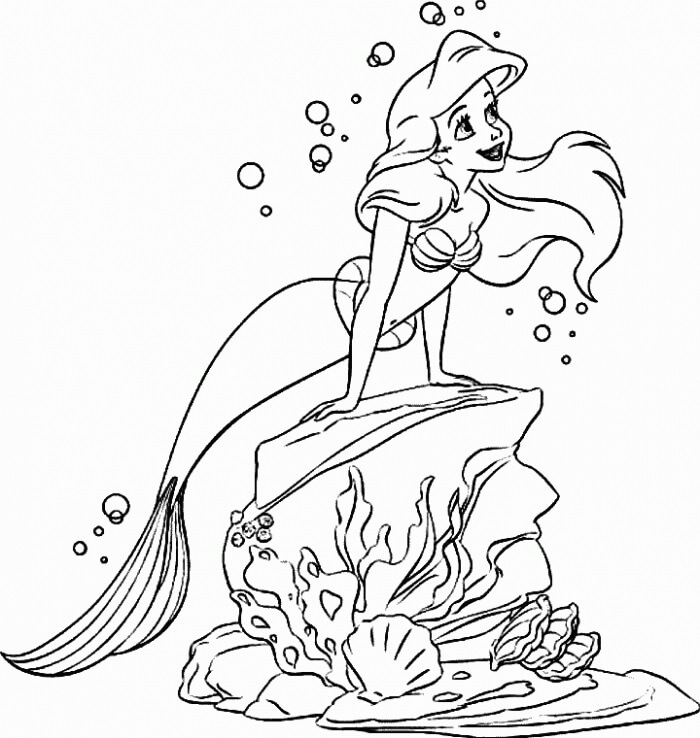 Dibujos de Hermosa Sirena Ariel para colorear