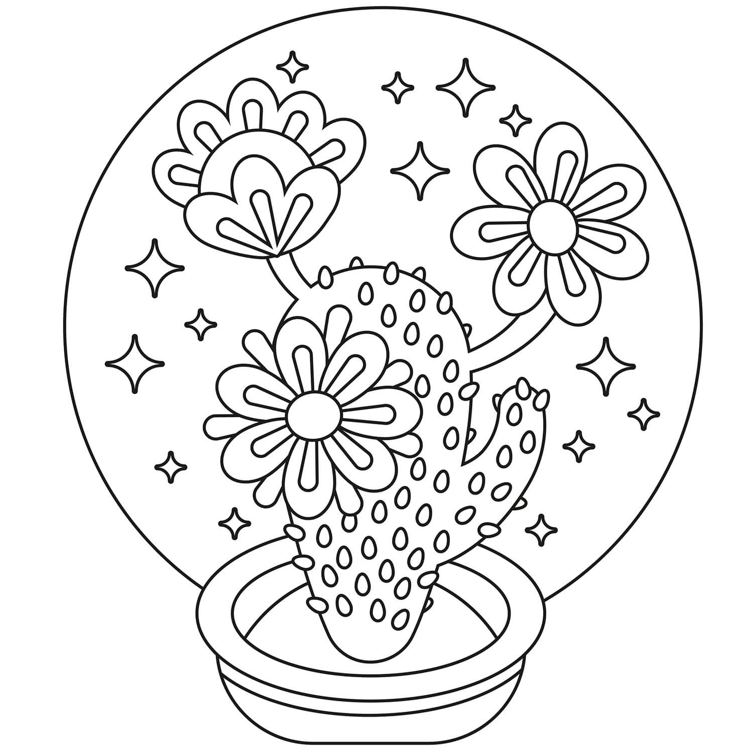 Dibujos de Hermoso Cactus para colorear