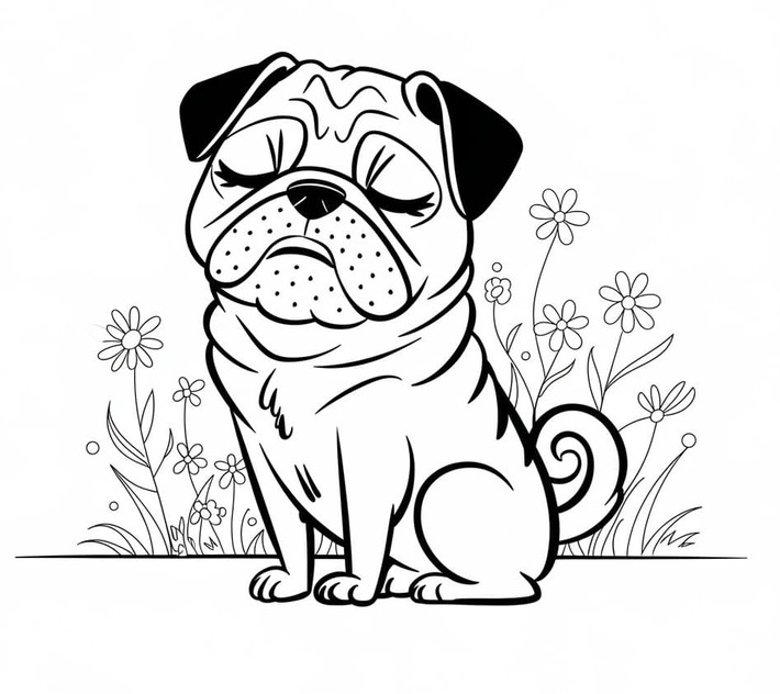 Dibujos de Hermoso perro pug para colorear