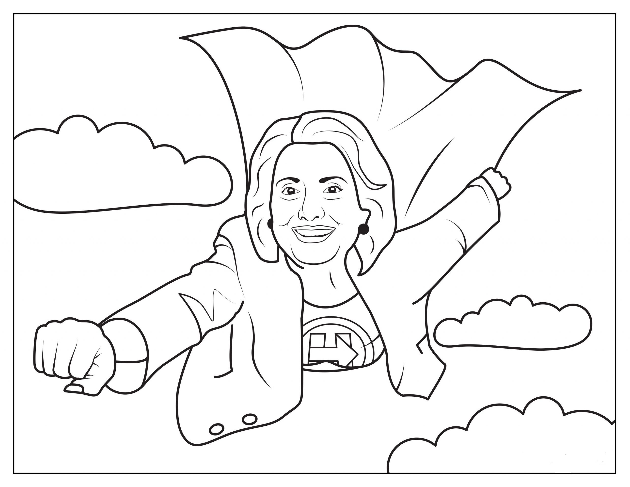 Dibujos de Hillary Clinton Volando para colorear