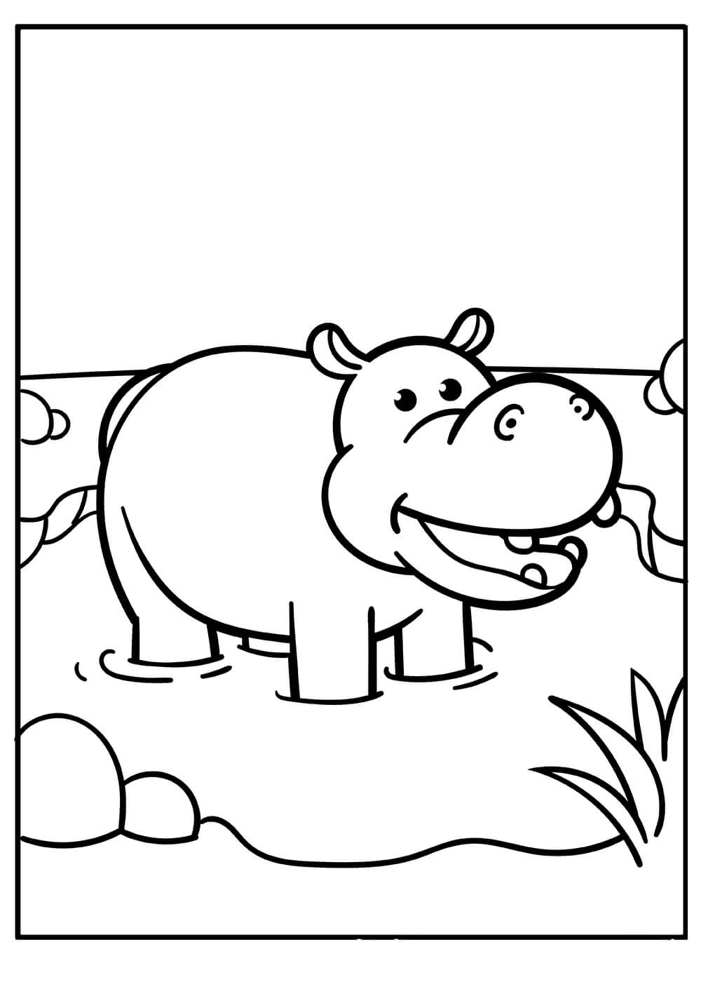 Dibujos de Hipopótamo Bajo el Agua para colorear