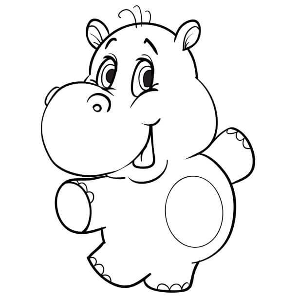 Dibujos de Hipopótamo de bebé de Dibujos Animados para colorear
