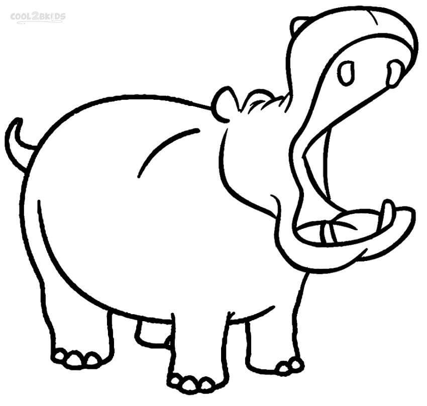 Dibujos de Hipopótamo Divertido para colorear