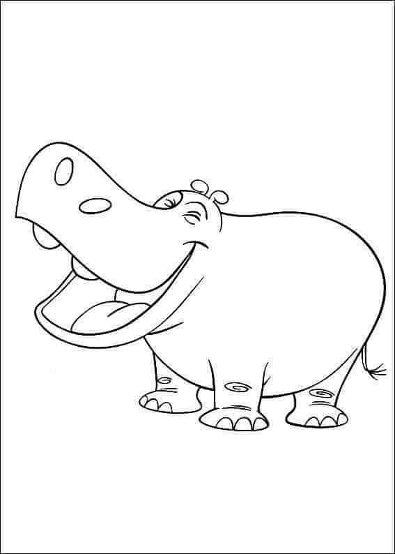 Dibujos de Hipopótamo Riendo para colorear