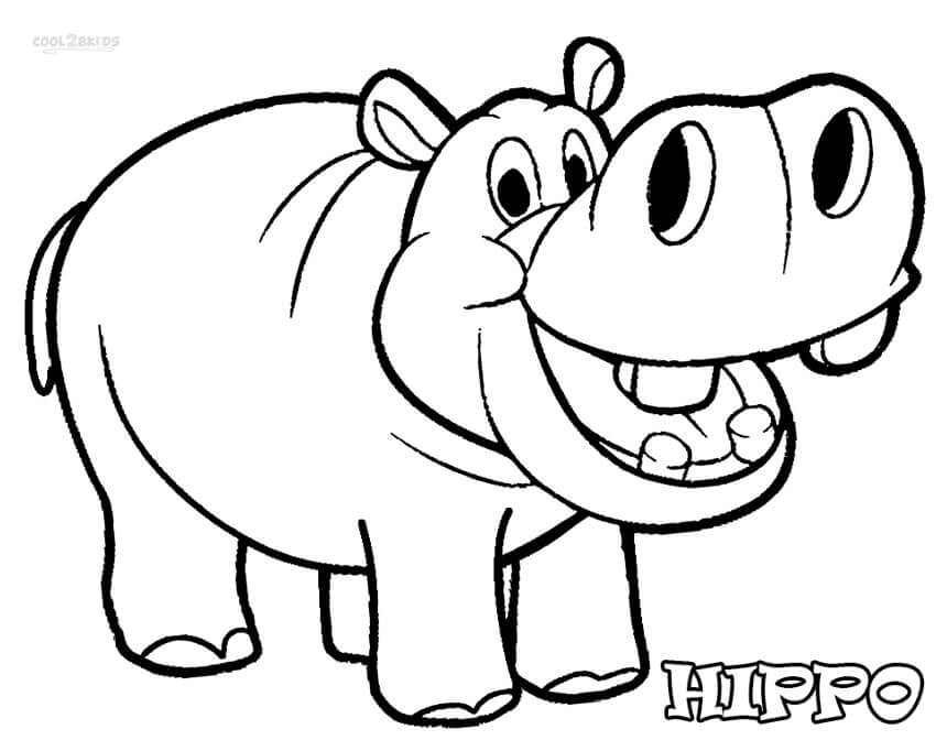 Dibujos de Hipopótamo Simple para colorear