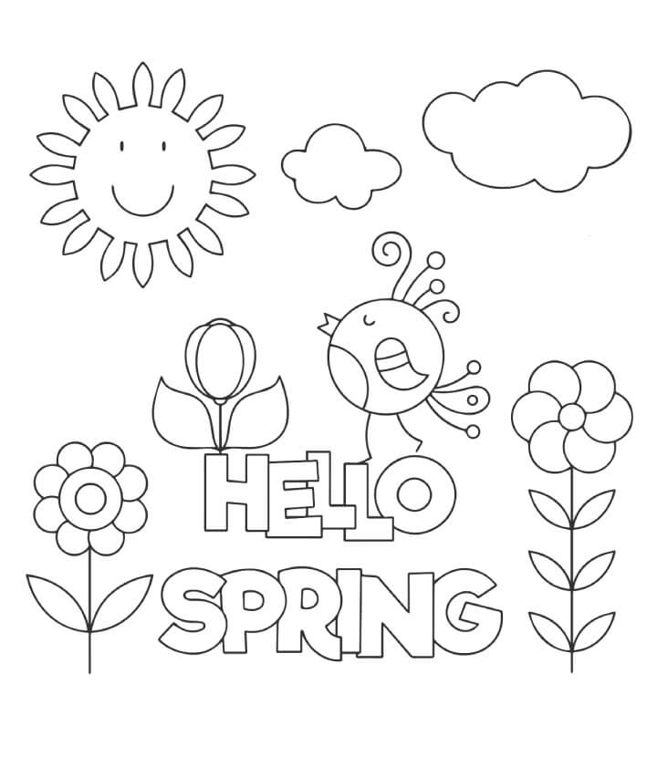 Dibujos de Hola Primavera para colorear