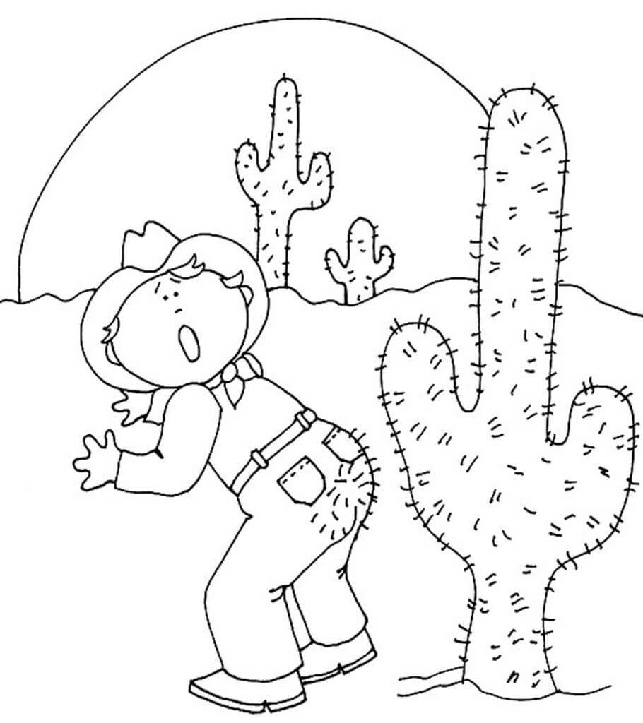 Hombre Apuñalado por un Cactus para colorir