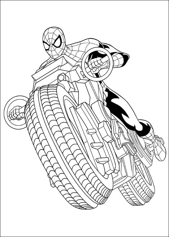 Dibujos de Hombre Araña Conduciendo Motocicleta para colorear