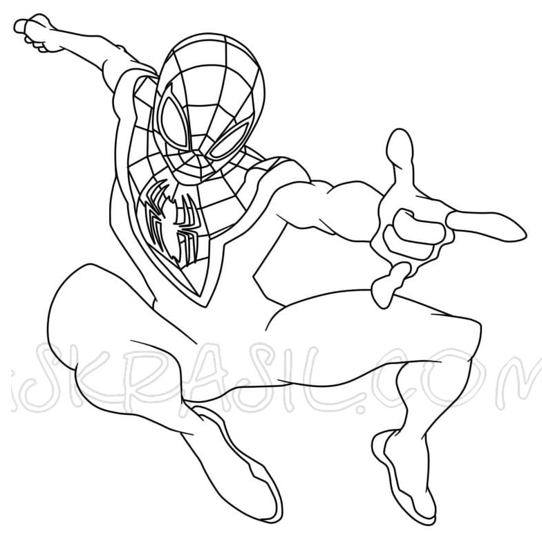 Dibujos de Hombre Araña Miles Morales para niños para colorear