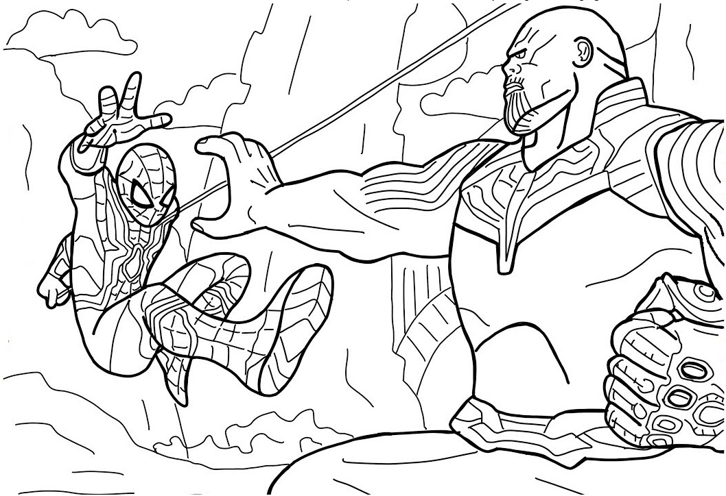 Dibujos de Hombre Araña Vs Thanos para colorear