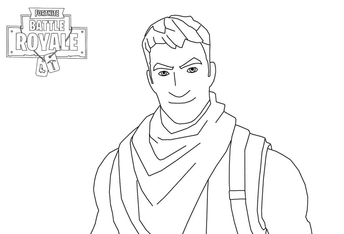 Dibujos de Hombre de Personaje de Fortnite Sonriendo para colorear