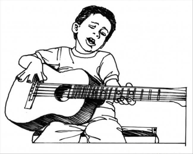 Dibujos de Hombre Tocando la Guitarra para colorear