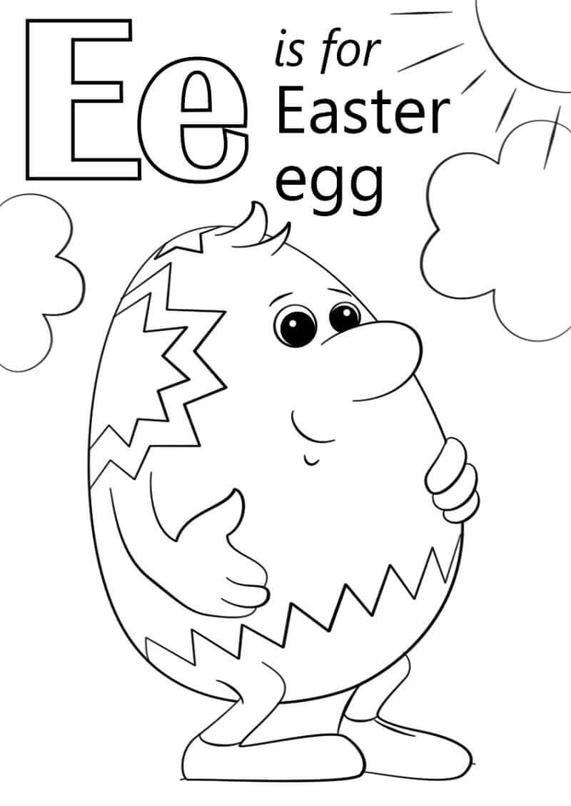 Dibujos de Huevo de Pascua Letra E para colorear