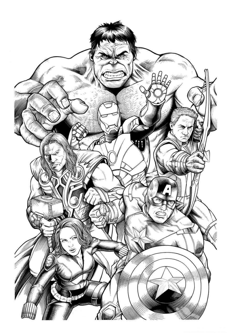 Hulk y los Vengadores para colorir