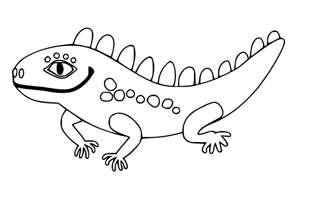 Dibujos de Iguana Divertida De Dibujos Animados para colorear