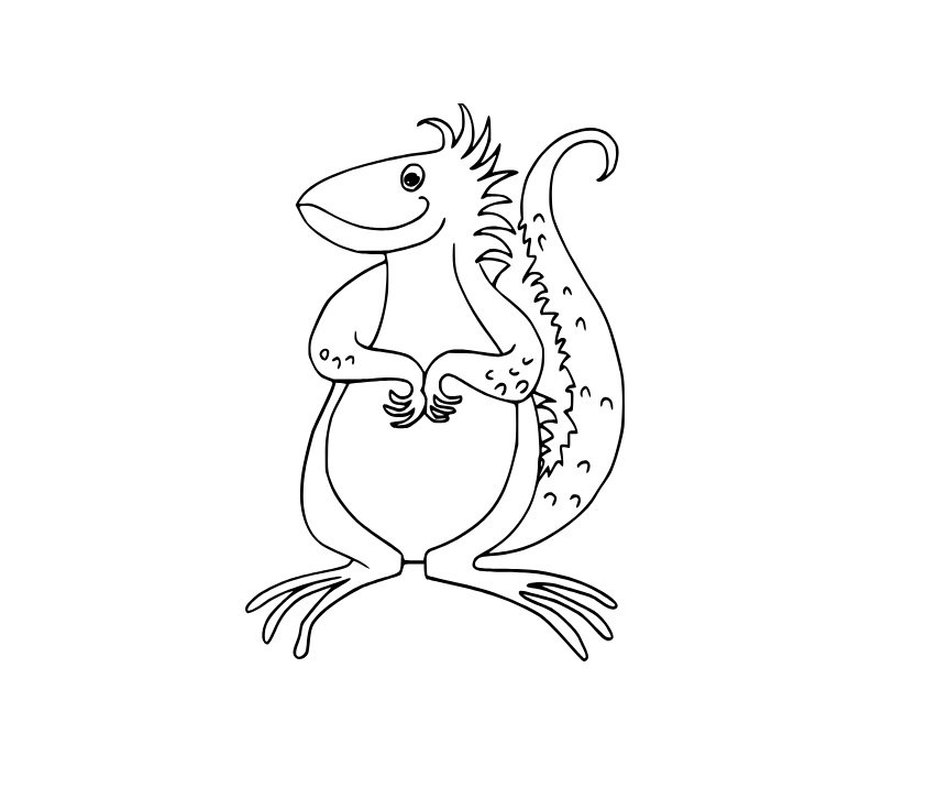 Dibujos de Iguana Sonriente De Dibujos Animados para colorear