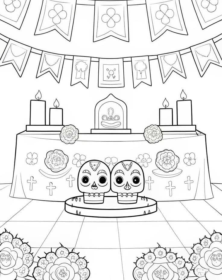Dibujos de Imagen Altar de Muertos imprimible gratis para colorear