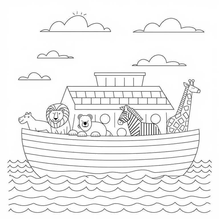 Dibujos de Imagen Arca de Noé imprimible para colorear