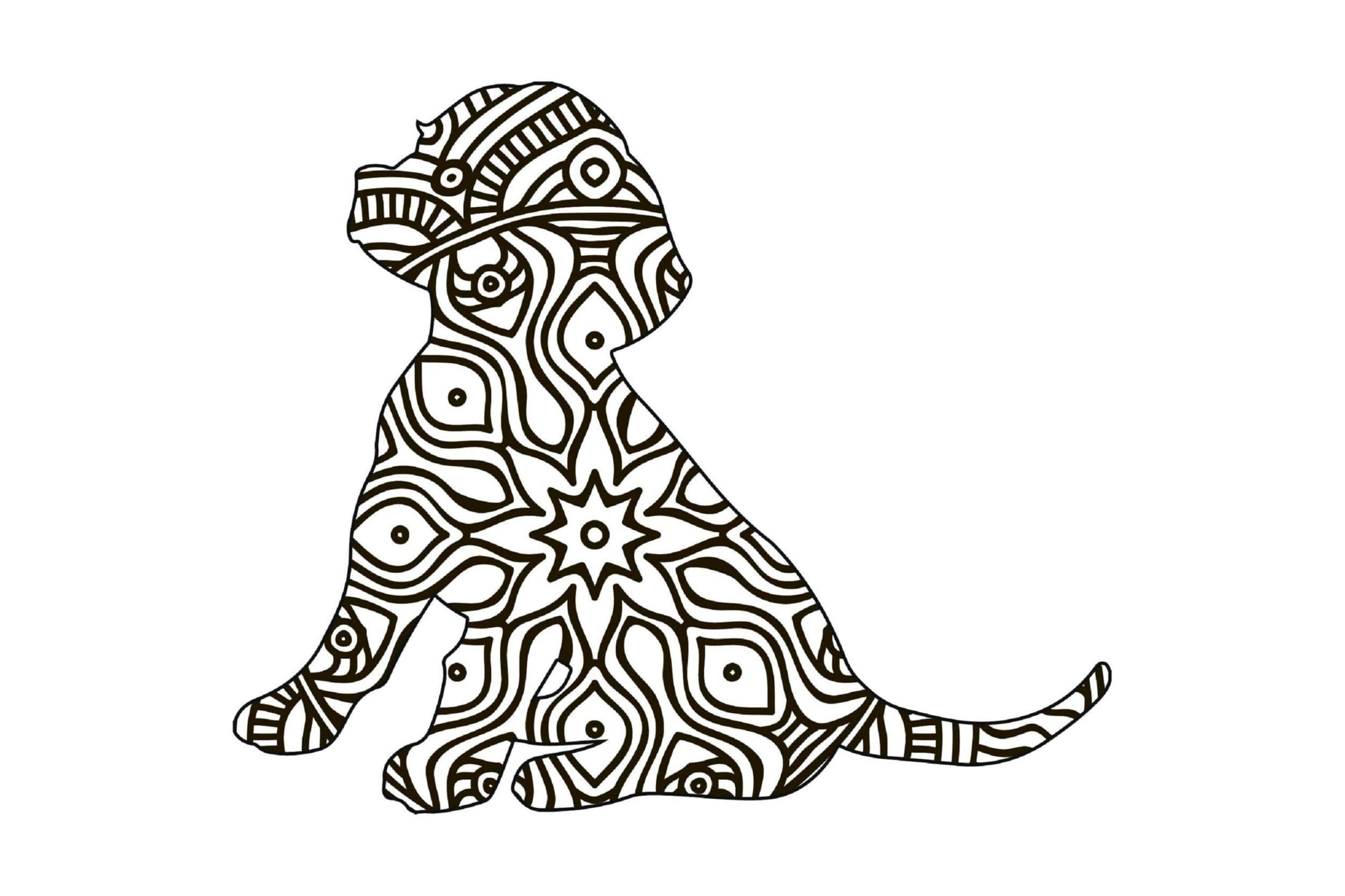 Dibujos de Imagen básica de Mandala de Perro para colorear