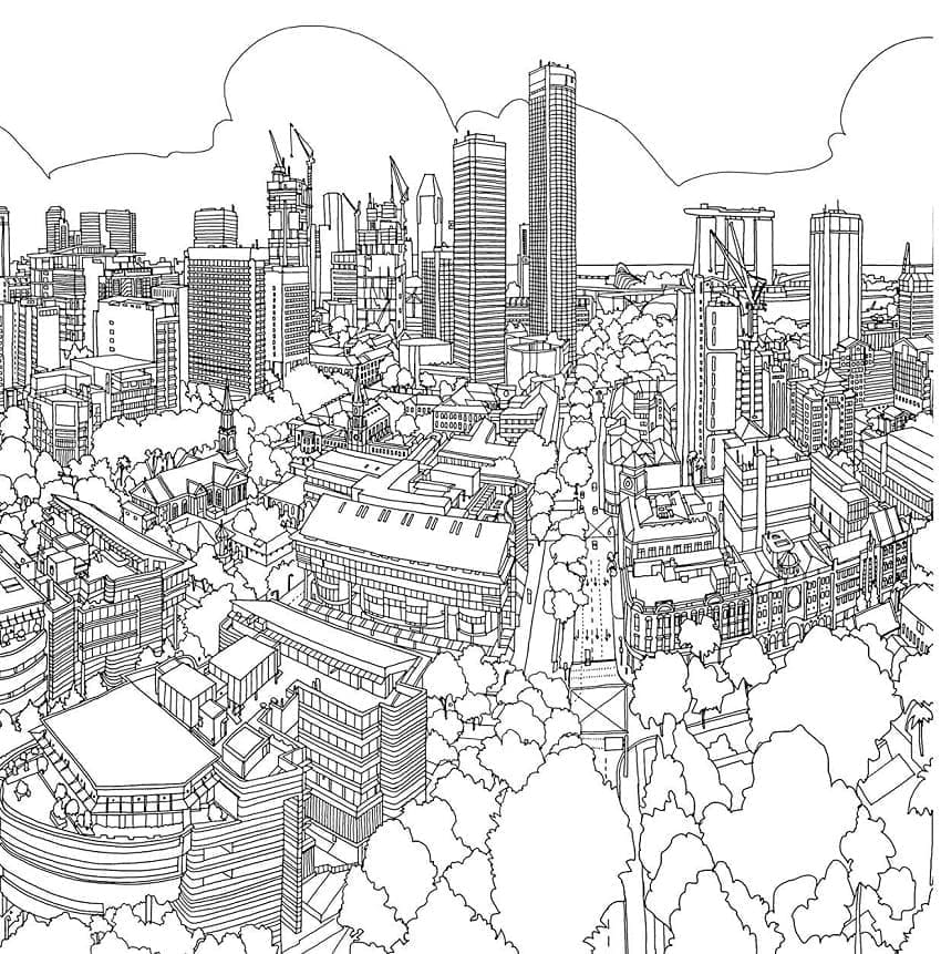 Dibujos de Imagen Ciudad imprimible para colorear