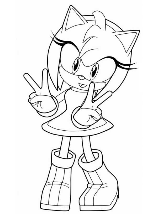 Dibujos de imagen de Amy Rose lindo para colorear