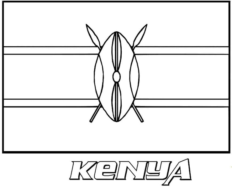 Dibujos de Imagen de la bandera de Kenya para colorear