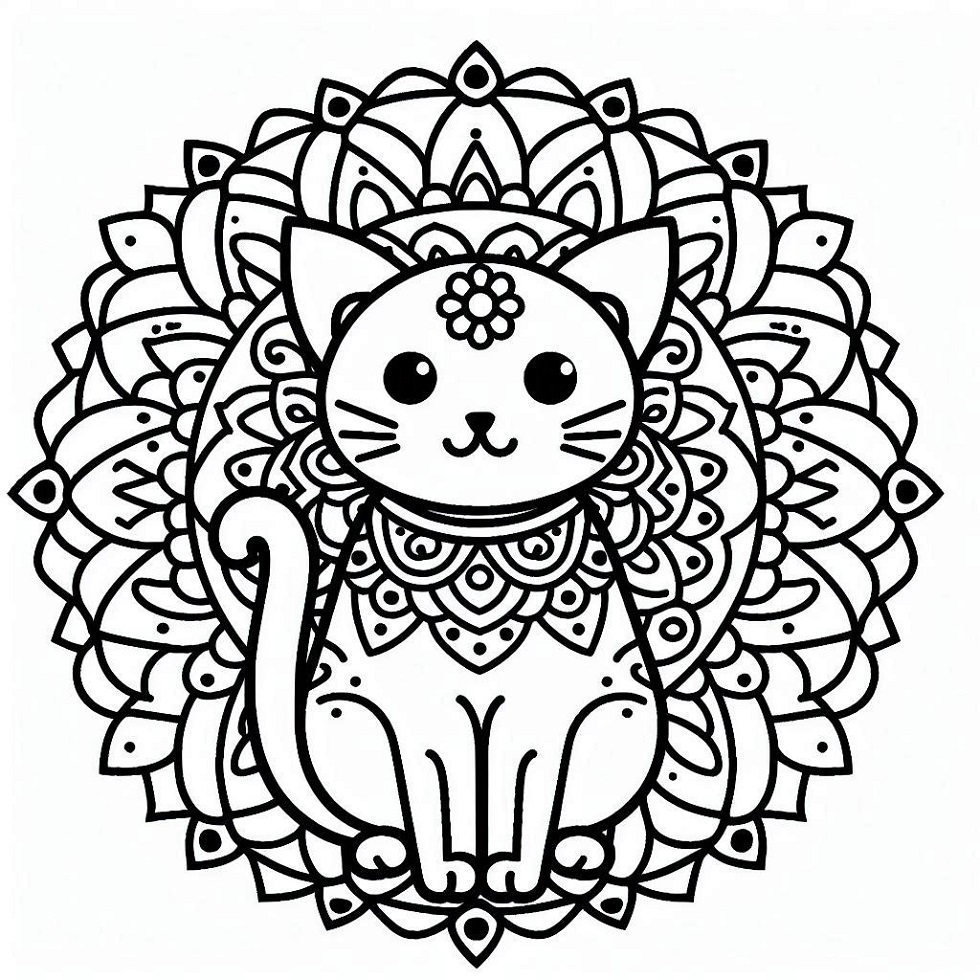 Imagen de mandala de Gato para colorir
