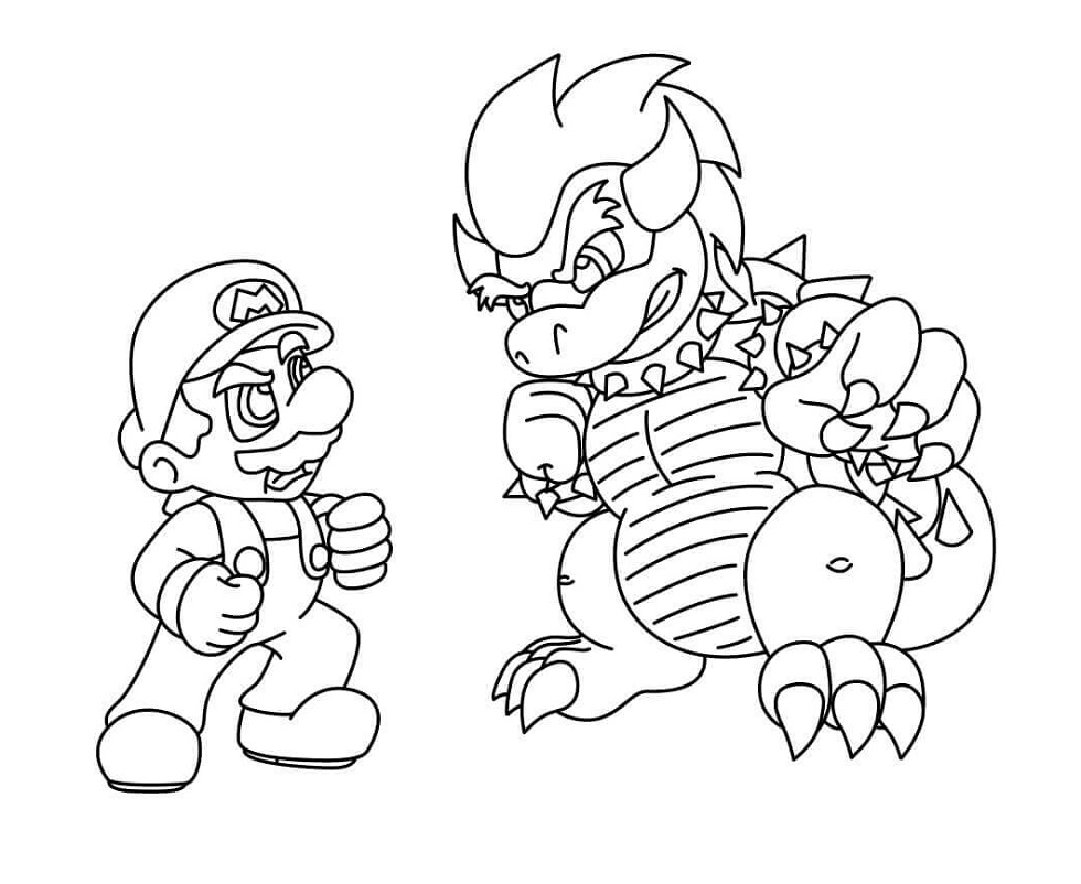 Imagen de Mario contra Bowser para colorir