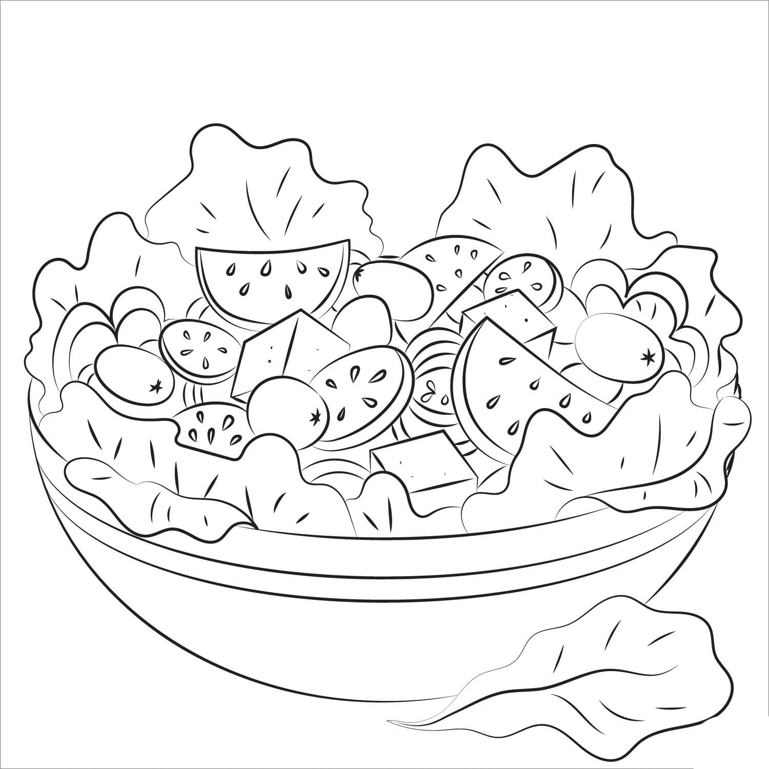 Dibujos de Imagen Ensalada fácil para colorear