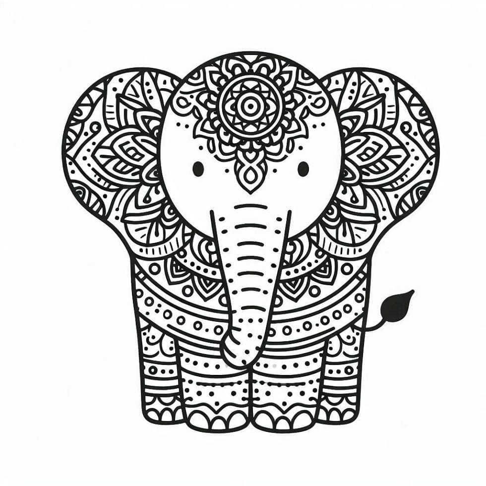 Dibujos de Imagen gratuita de Mandala de Elefante para colorear