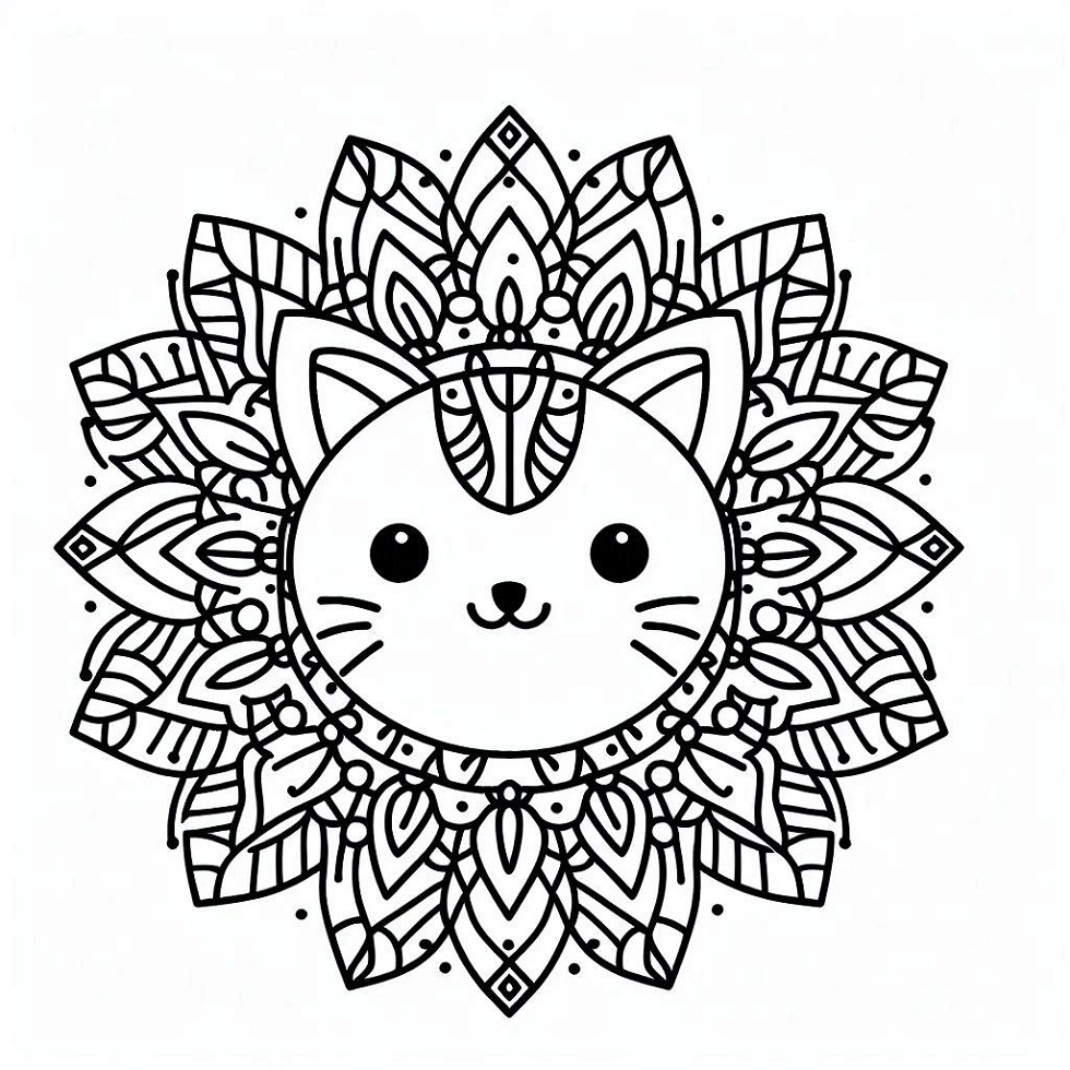 Imagen gratuita de mandala de Gato para colorir