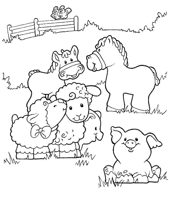 Dibujos de Imagen linda de animales de granja para colorear