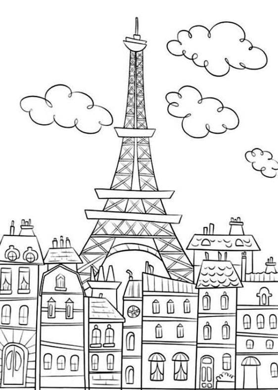 Dibujos de Imagen Torre Eiffel gratis para colorear