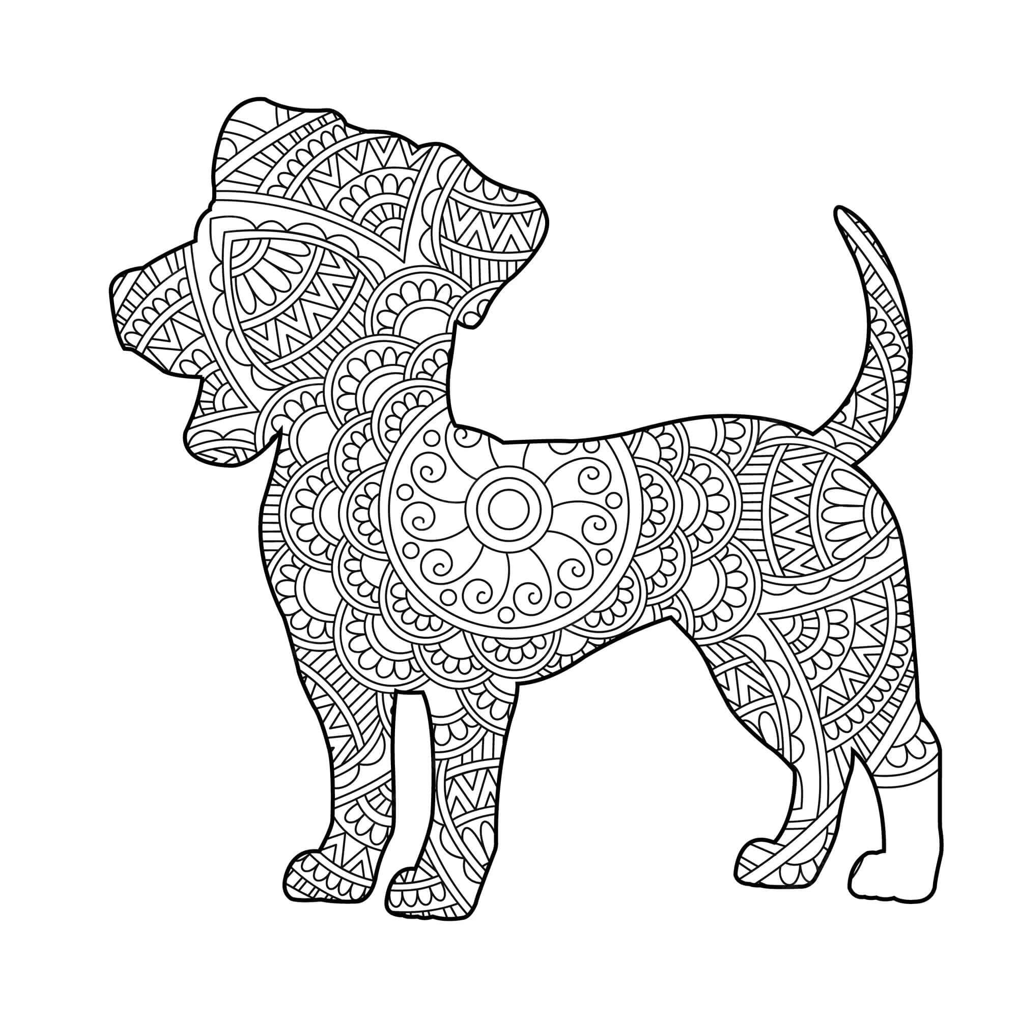 Dibujos de Imágenes gratuitas de Mandala de Perro para colorear