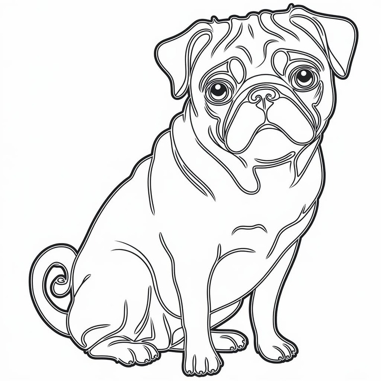 Impresión Pug para colorir