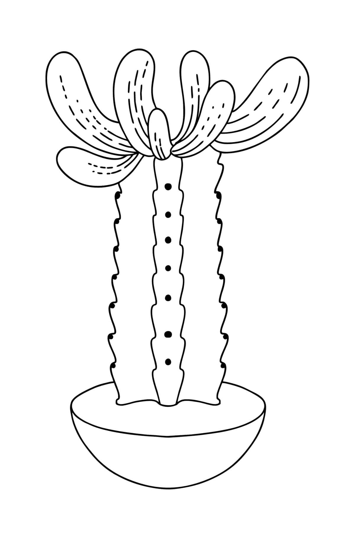 Impresionante Cactus en Maceta para colorir