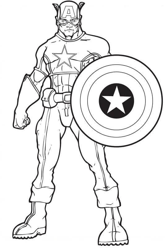 Impresionante caricatura del Capitán América para colorir