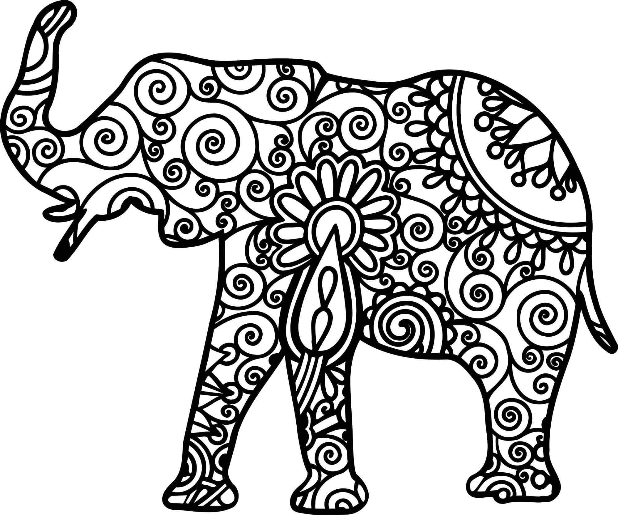 Dibujos de Impresionante Mandala de Elefante para colorear