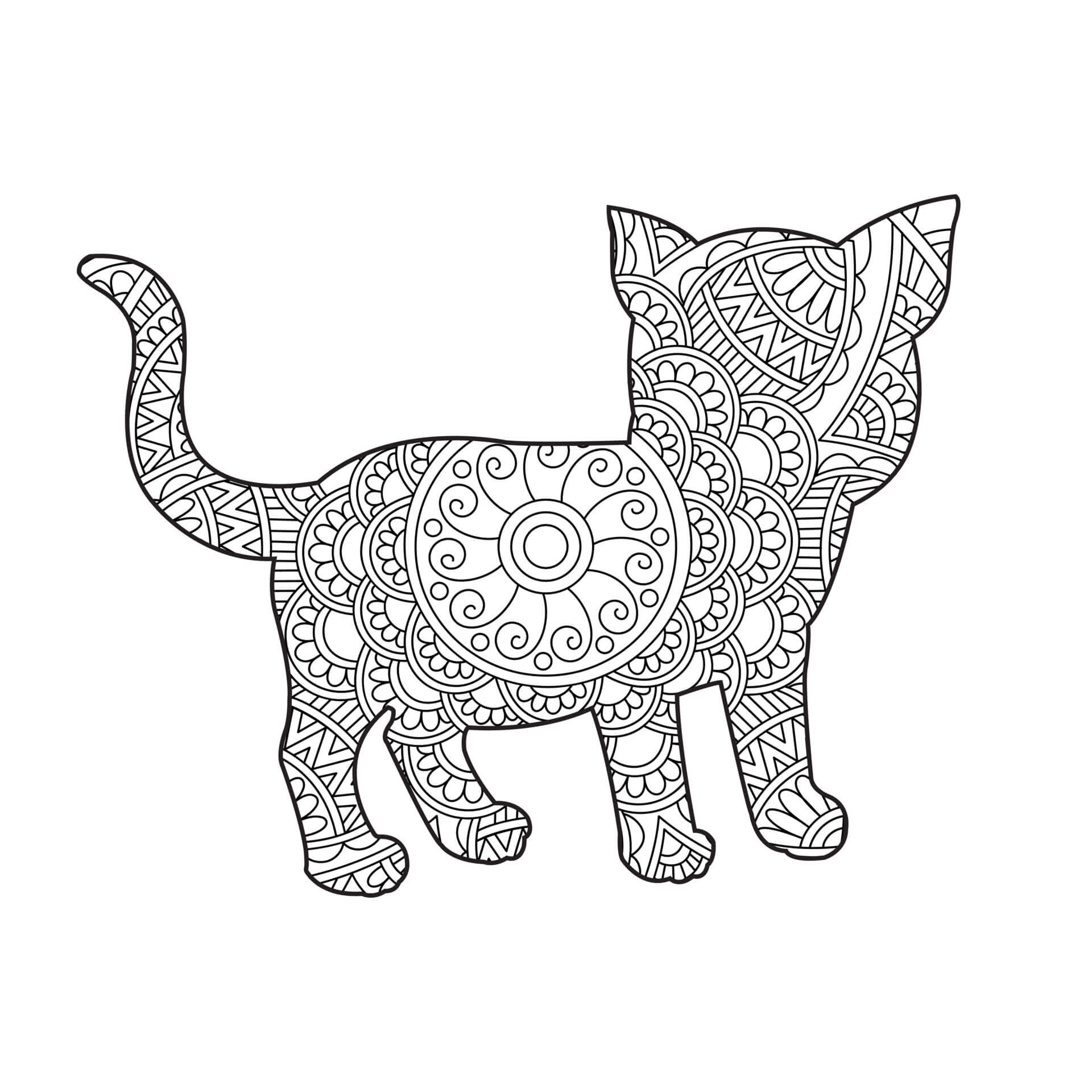 Impresionante Mandala de Gato para colorir