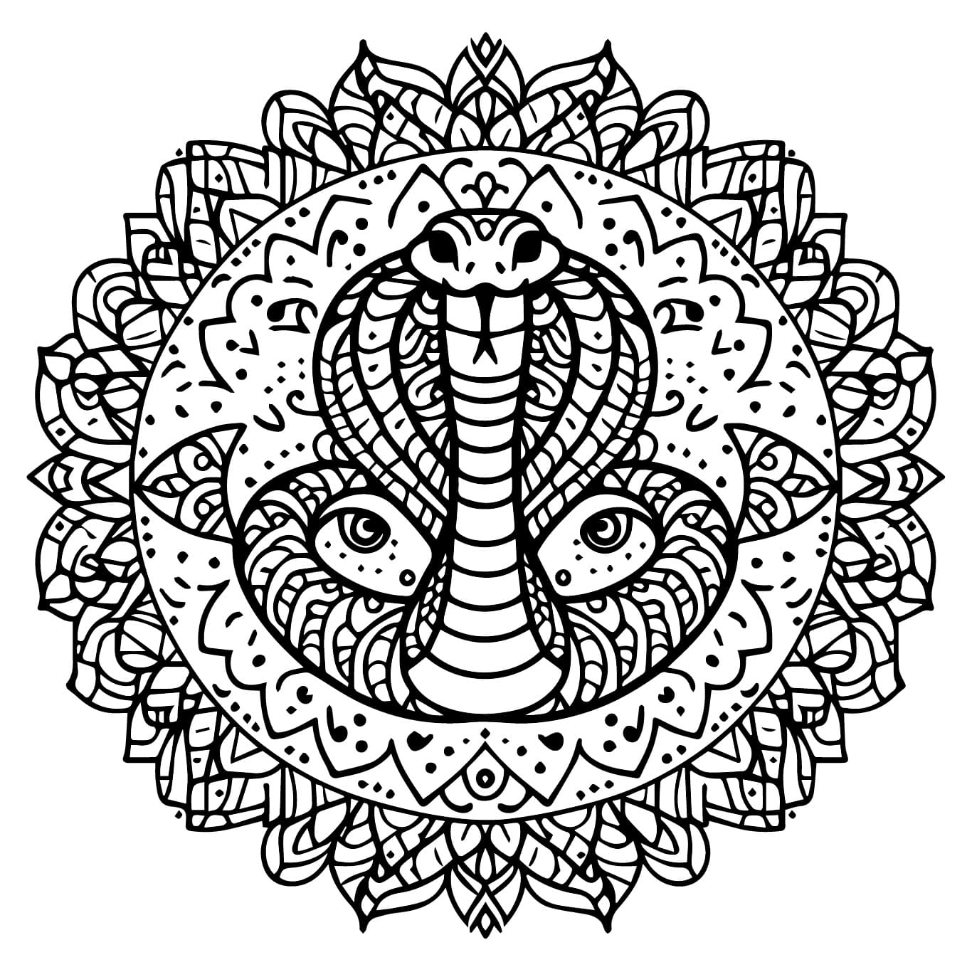 Dibujos de Impresionante mandala de serpiente para colorear