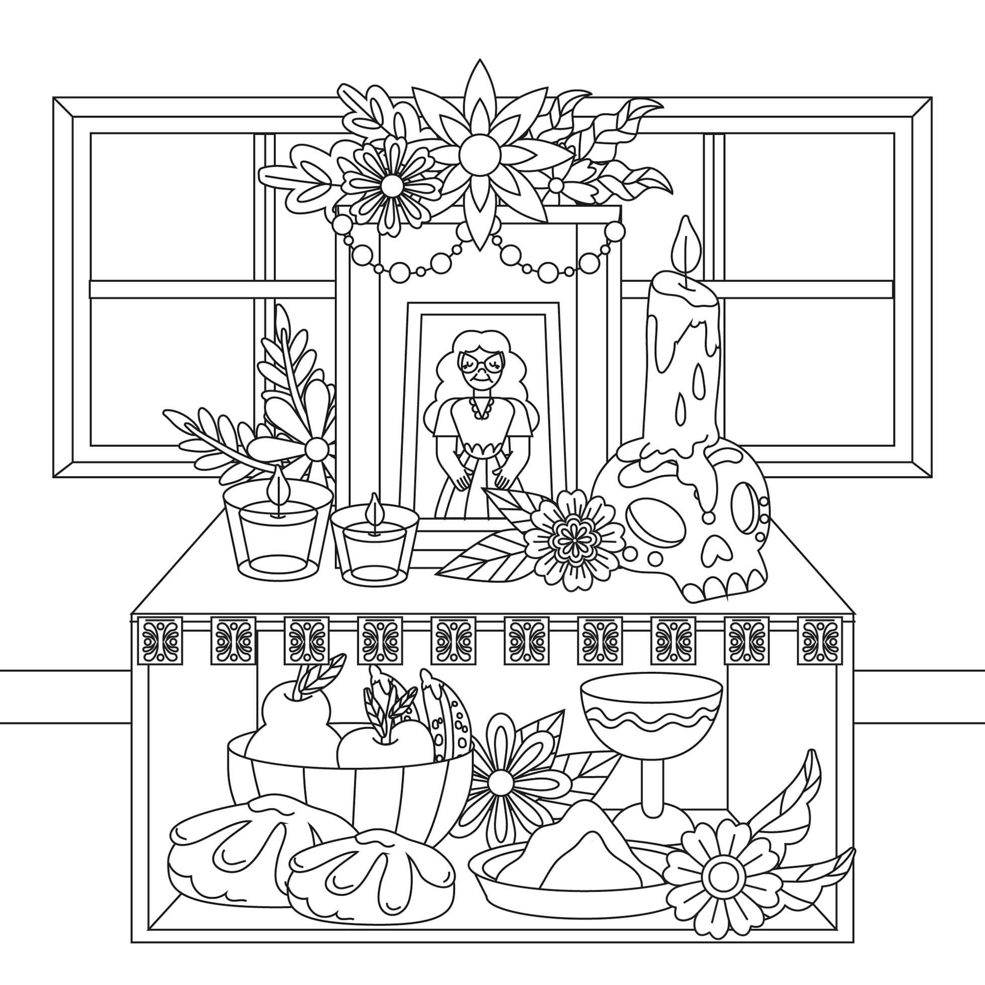 Dibujos de Imprimible Altar de Muertos para colorear